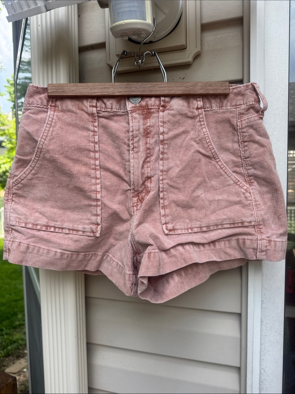 American Eagle Outfitters Dusty Pink Corduroy High-Waist Shorts